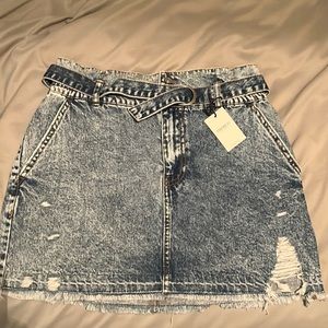 Denim paper bag skirt